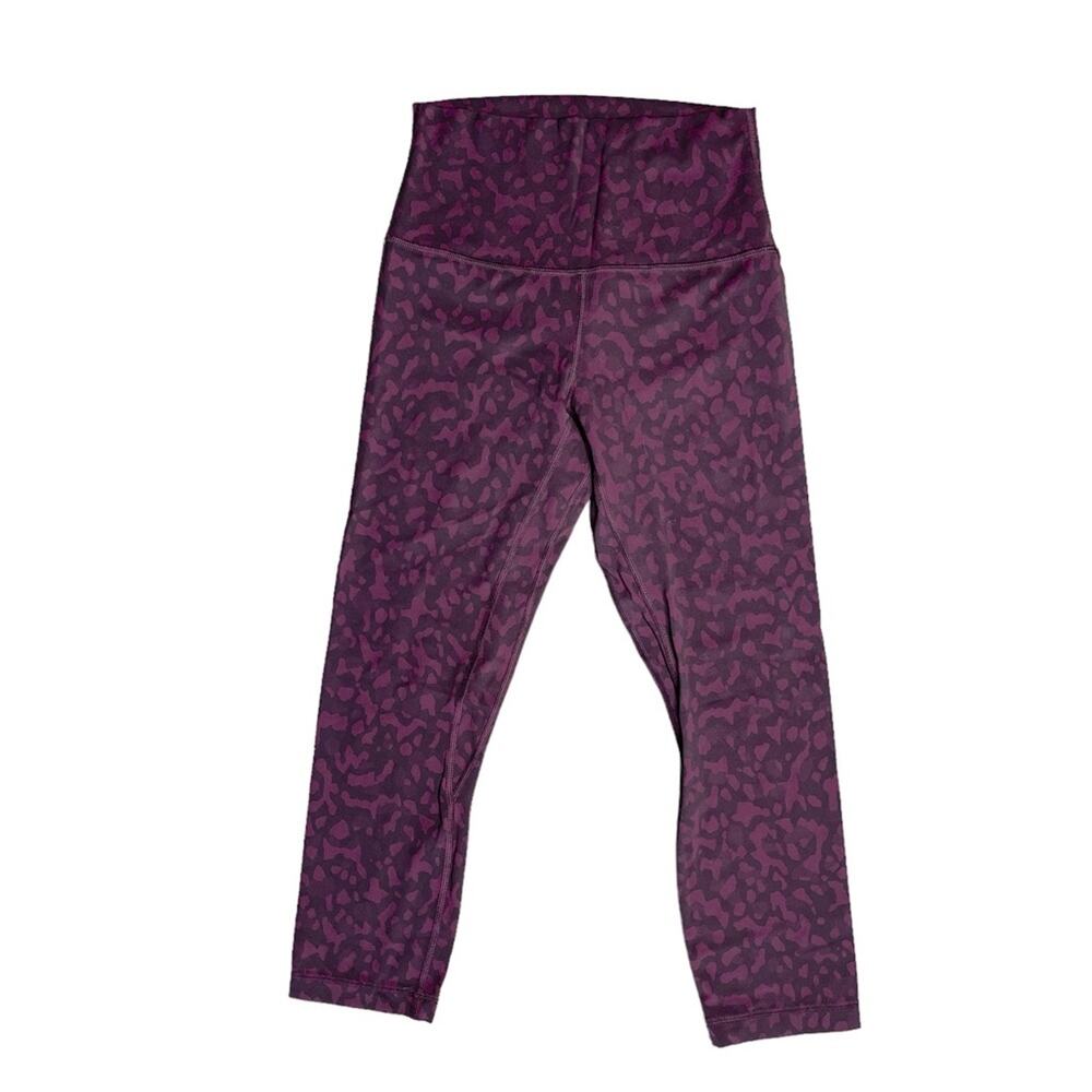 LULULEMON 22” Crop Burgundy Black Animal Print Leggings Women’s Size 4